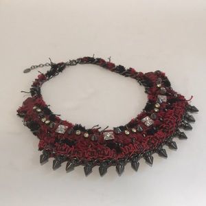 ZARA Leather and Chain Collar Statement Necklace